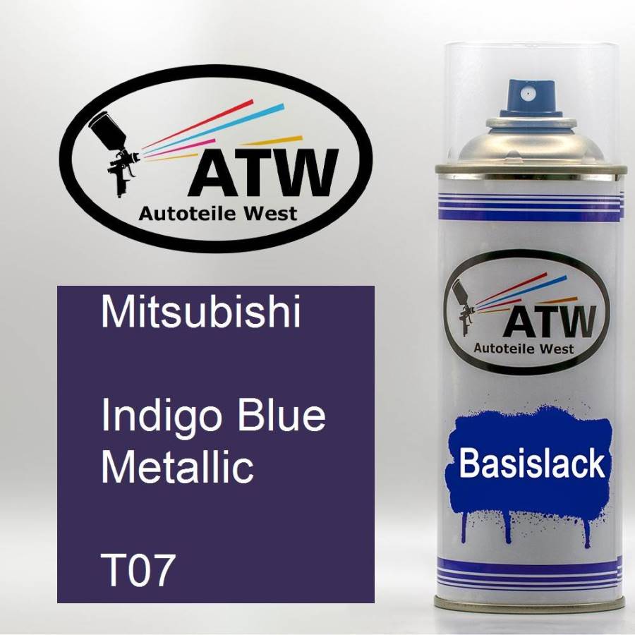 Mitsubishi, Indigo Blue Metallic, T07: 400ml Sprühdose, von ATW Autoteile West.